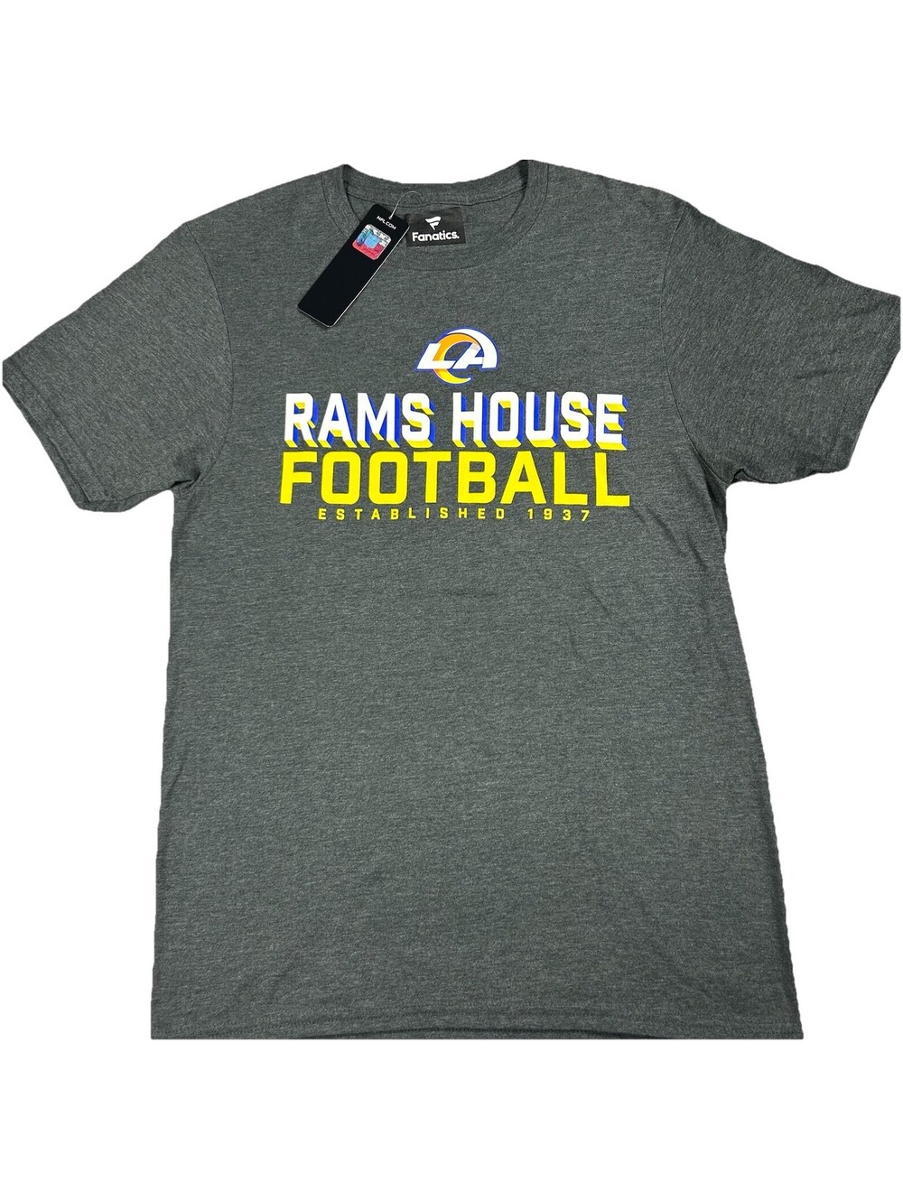 LA Rams House Football T Shirt Men's Small Gray Fanatics Performance Shirt New